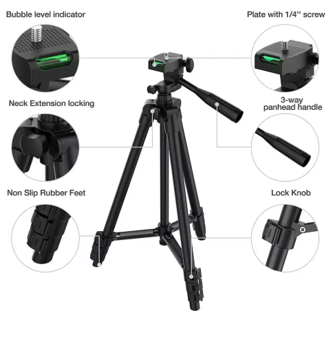 Tripod For Phone Camera Tripod Stand with Bluetooth Remote Phone Holder Lightweight Universal Photography