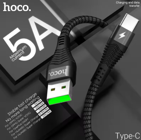 hoco cable usb to type c 5a fast charging cord usb c wire usbc charger c type for xiaomi samsung huawei phone tablet android