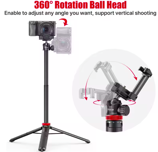 Ulanzi MT-44 1.46M Extend Selfie Stick Tripods Tripod With phone Clamp For Cameras Cell-phone Stand