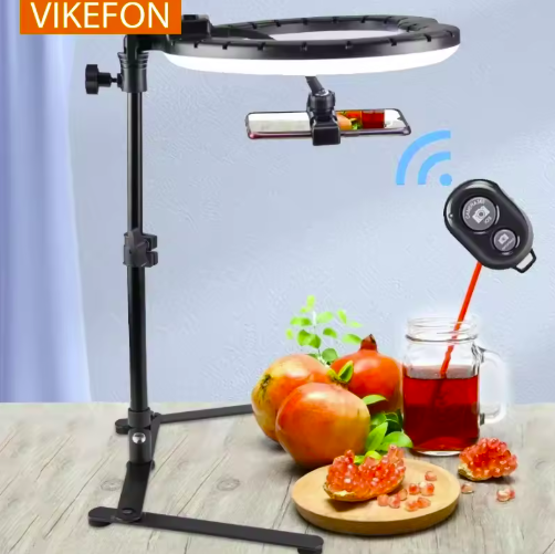 VIKEFON Universal Mobile Phone Holder For Live Streaming Photography Light Phone Ring-light Tripod Stand Photo Video LED Lamp