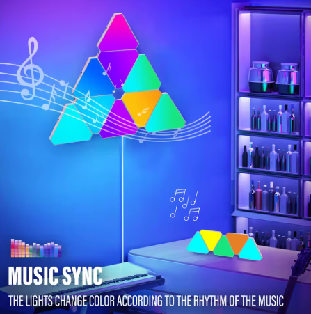 LED smart WIFI triangle wall light RGB indoor atmosphere light APP music synchronization game room TV bedroom decoration