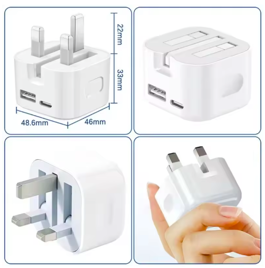 Super Fast Quick Charging Dual Ports PD A+C 20W 35W UK GB AC Home Travel USB C Charger