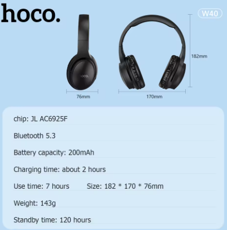 HOCO Wireless Bluetooth Headphone Game Music Sports Headset Support TF Card AUX Foldable Earphone Mobile Phone