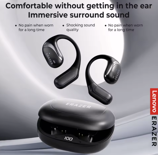 [Powerful Sound] Lenovo ERAZER X9 OWS Wireless Headphones Sports Bluetooth Open-Ear Headphones with Microphone Noise Reduction Waterproof